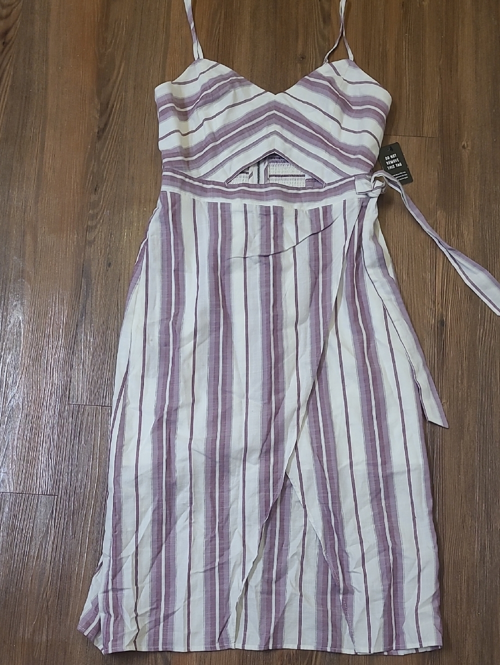 Express Lavender & White Striped‎ Spaghetti Strap Midi Dress